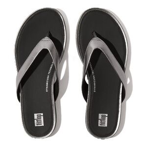 Fitflop Metallic Silver and Black Sandals